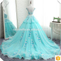 Real Picture Wedding Gown New Arrival Tiered Puffy Wedding Dress Top Beaded Colorful Tulle Ball Gown Sky Blue Wedding Dress